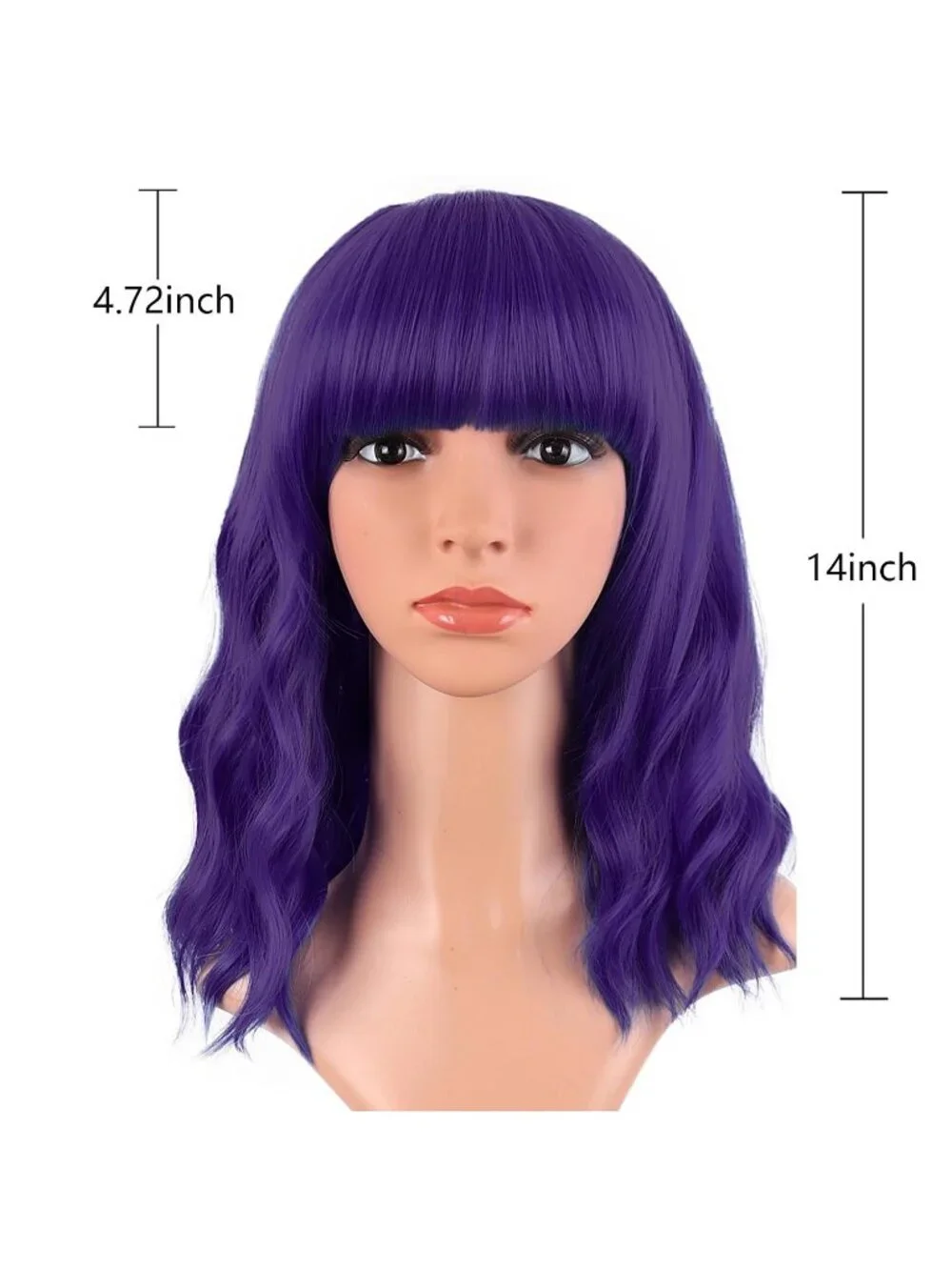 Women's Dark Purple 14 Inch Fresh Bright Synthetic Ordinary Short Wavy Curly Wig